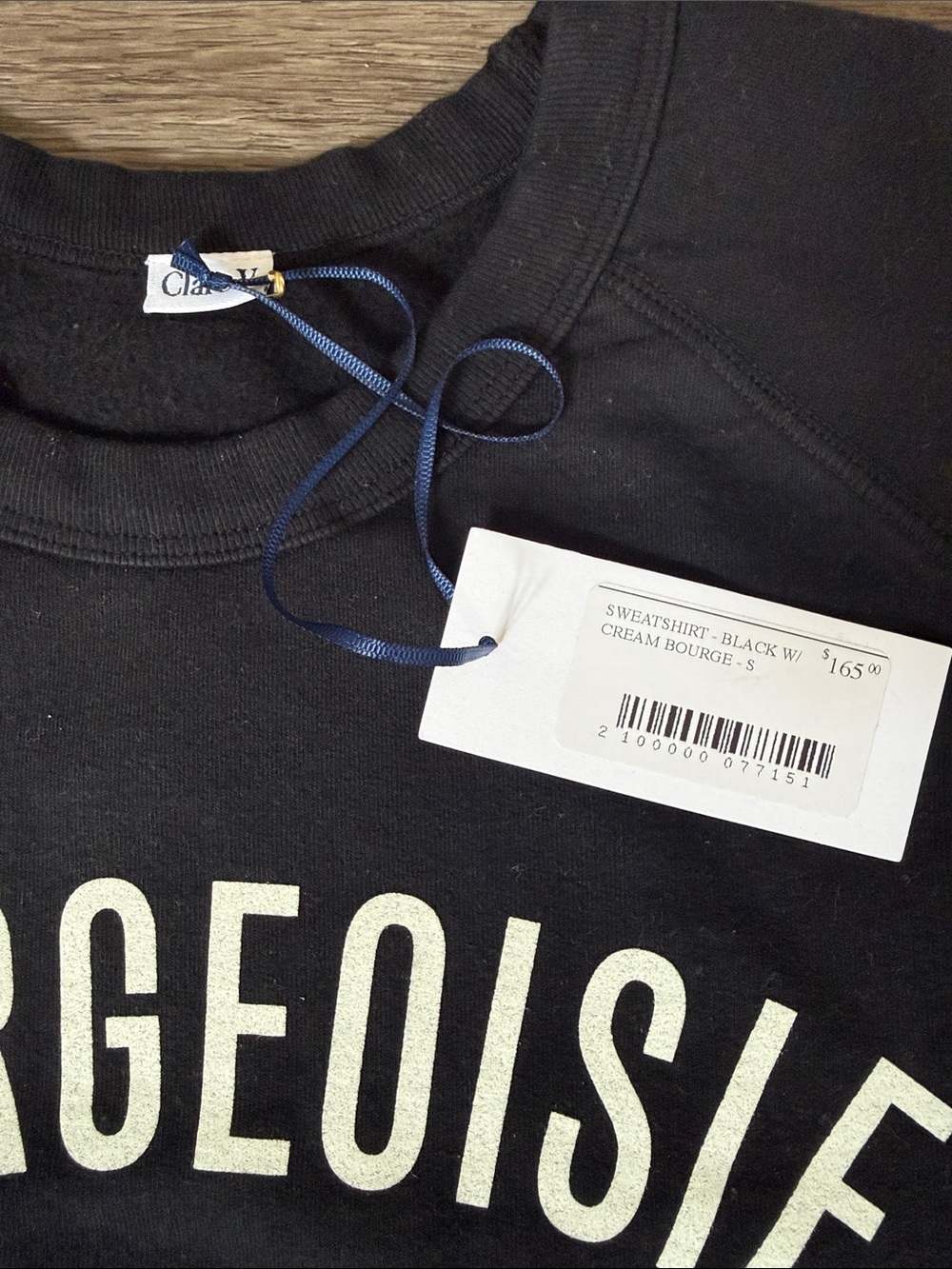 NWT Clare V Bourgeoisie Sauvage Crewneck Sweatshirt Black Size S - Picture 5 of 10